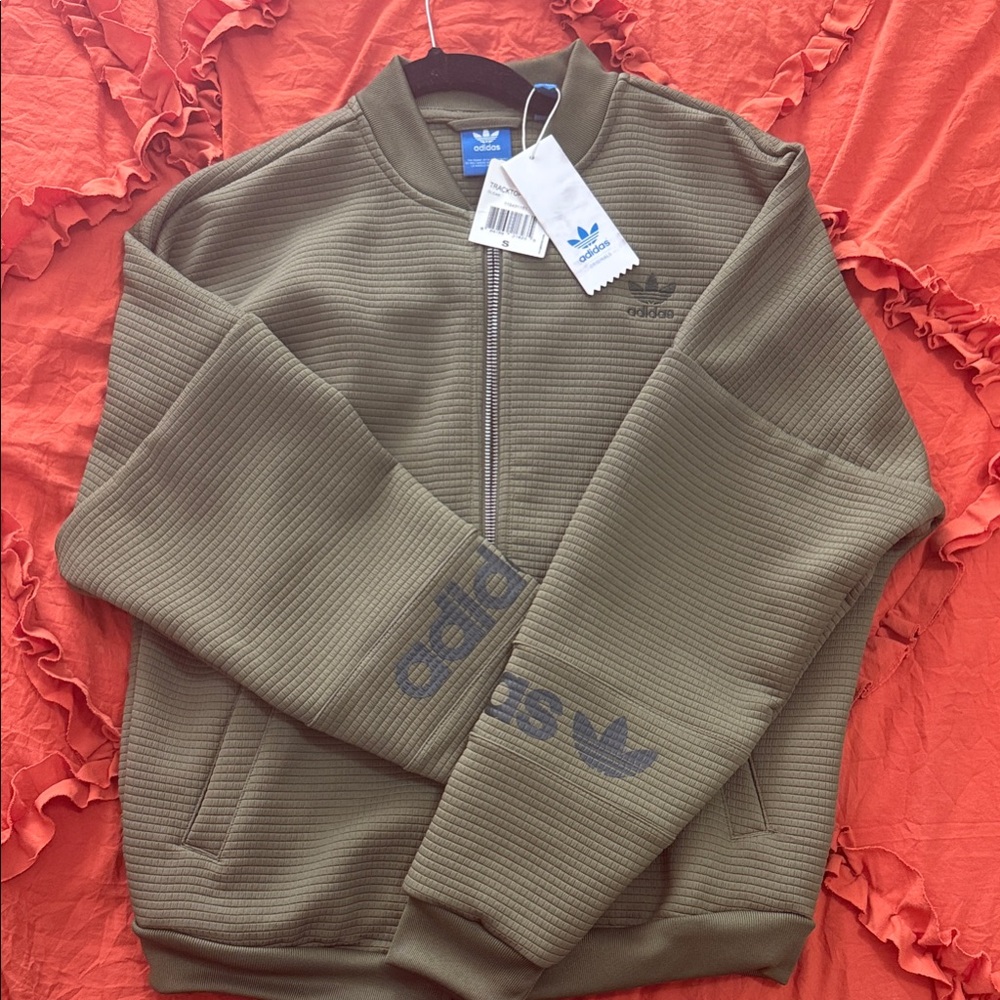 Adidas Khaki Green Ribbed Jacket